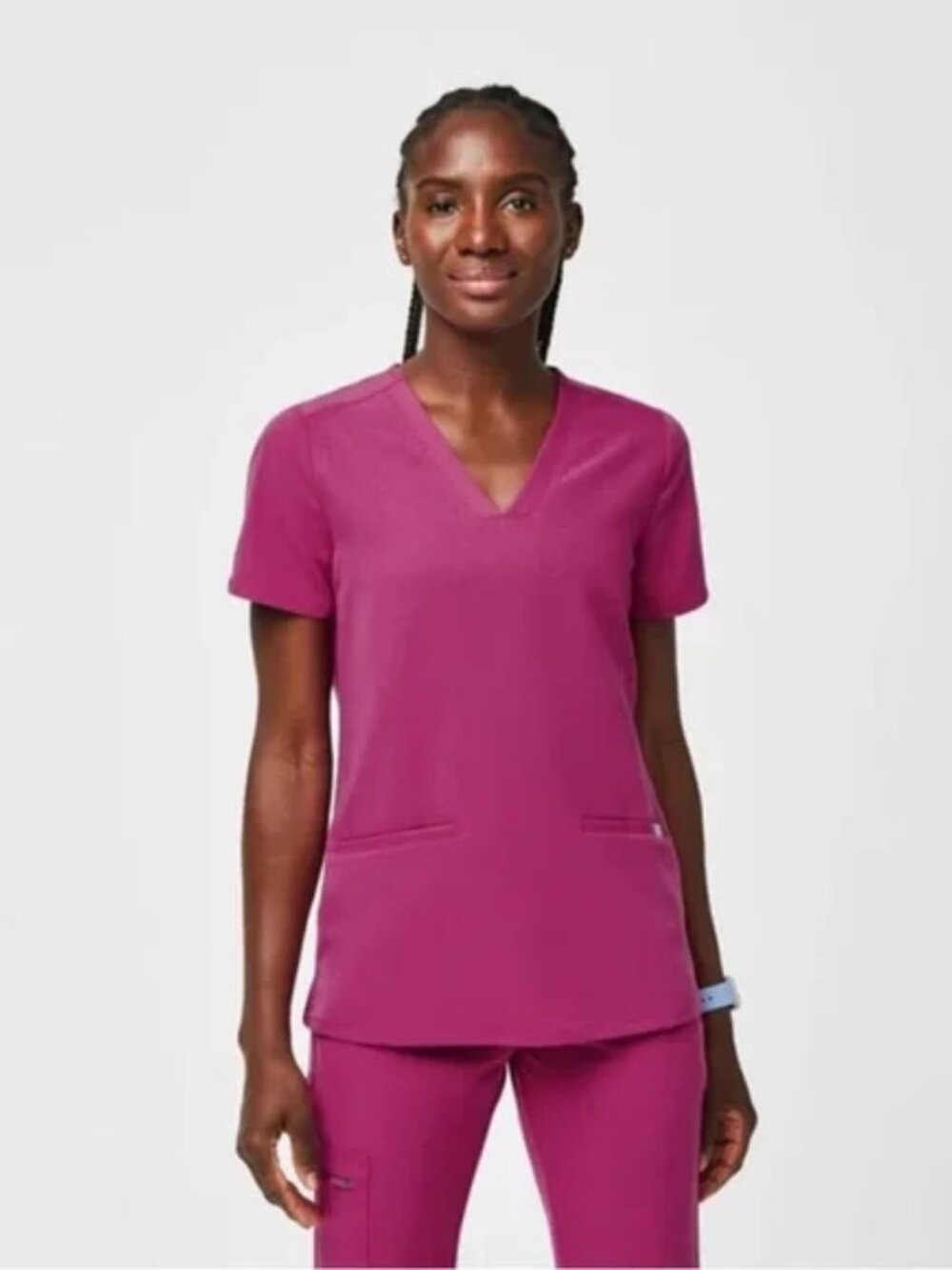 Figs Women's Raspberry Sorbet Casma Three-Pocket Scrub Top